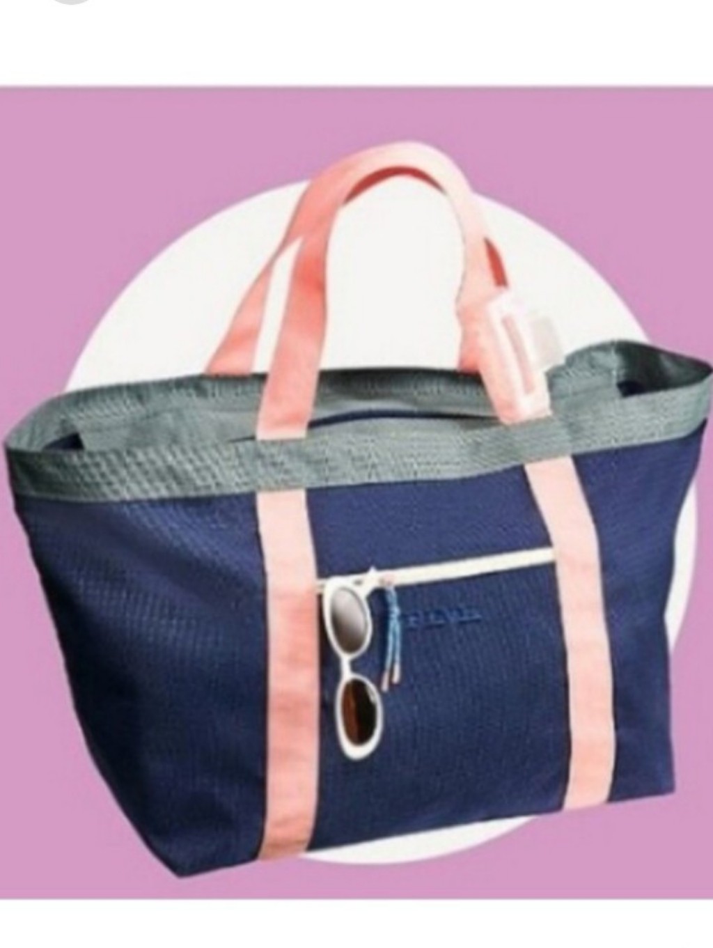 Victoria's Secret Navy Tote With Pink Straps